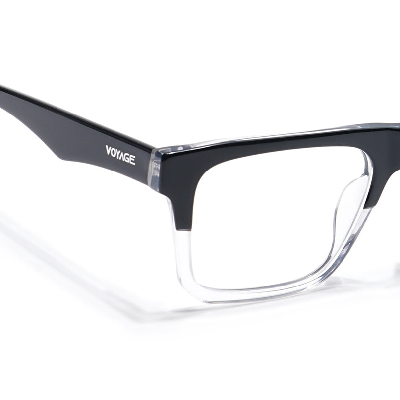 Voyage Visionary Black & Transparent Square Eyeglasses for Men & Women - SLMG6418-C2