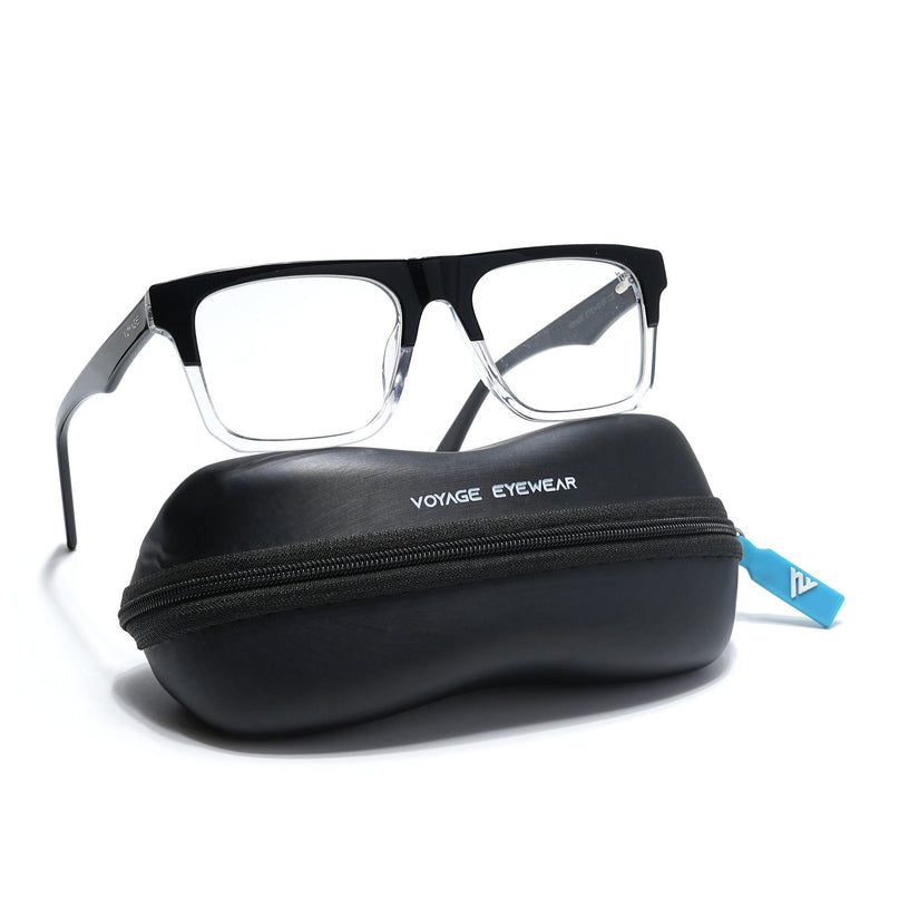 Voyage Visionary Black & Transparent Square Eyeglasses for Men & Women - SLMG6418-C2