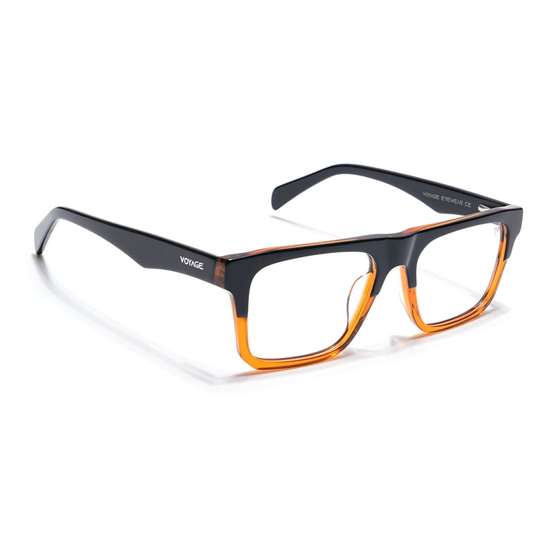 Voyage Visionary Black & Brown Square Eyeglasses for Men & Women - SLMG6419-C3