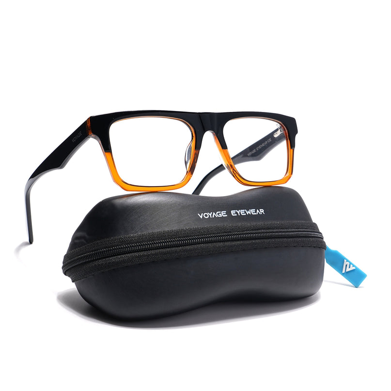 Voyage Visionary Black & Brown Square Eyeglasses for Men & Women - SLMG6419-C3