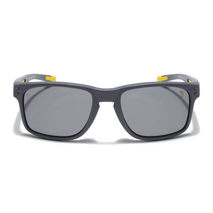 Rectangle Polarized Sunglasses for Kids -6 yrs To 12 yrs (Black Lens | Grey Frame - PMG5922)