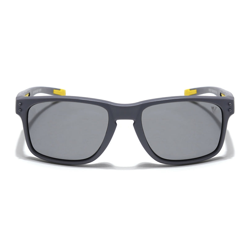 Rectangle Polarized Sunglasses for Kids -6 yrs To 12 yrs (Black Lens | Grey Frame - PMG5922)
