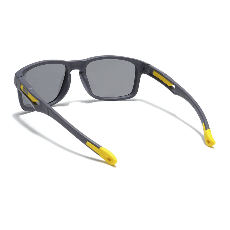 Rectangle Polarized Sunglasses for Kids -6 yrs To 12 yrs (Black Lens | Grey Frame - PMG5922)