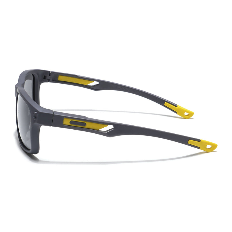 Rectangle Polarized Sunglasses for Kids -6 yrs To 12 yrs (Black Lens | Grey Frame - PMG5922)