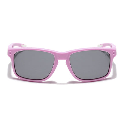 Rectangle Polarized Sunglasses for Kids -6 yrs To 12 yrs (Black Lens | Pink Frame - PMG5924)