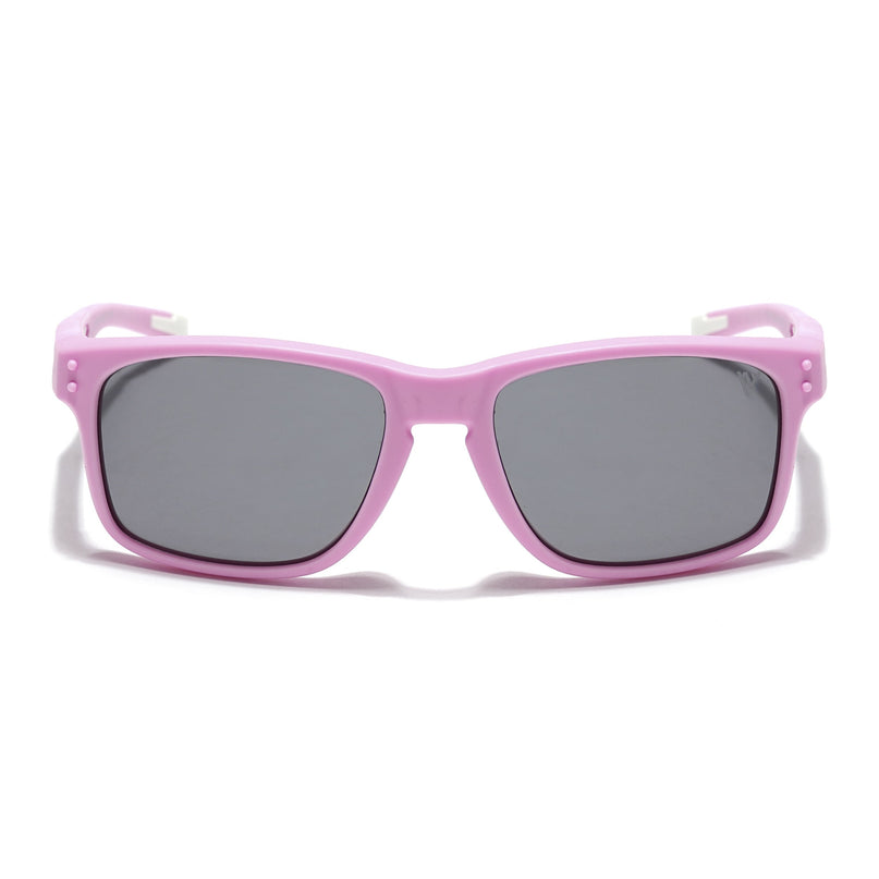 Rectangle Polarized Sunglasses for Kids -6 yrs To 12 yrs (Black Lens | Pink Frame - PMG5924)