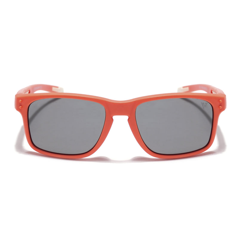 Rectangle Polarized Sunglasses for Kids -6 yrs To 12 yrs (Black Lens | Orange Frame - PMG5925)