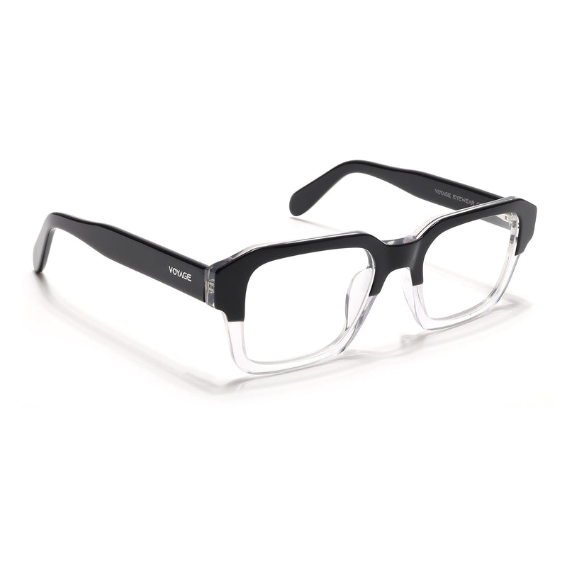 Voyage Select Black & Transparent Square Eyeglasses for Men & Women - SLMG6479-C2