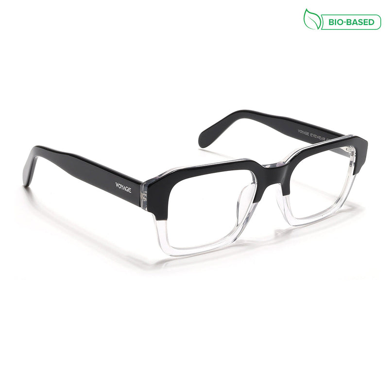 Voyage Select Black & Transparent Square Eyeglasses for Men & Women - SLMG6479-C2