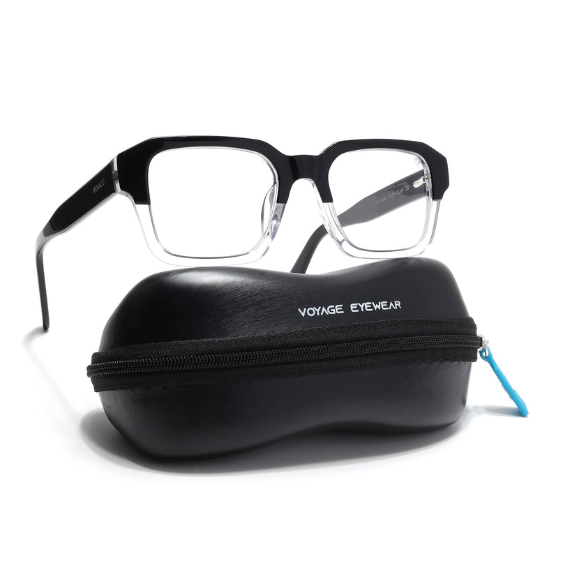 Voyage Select Black & Transparent Square Eyeglasses for Men & Women - SLMG6479-C2
