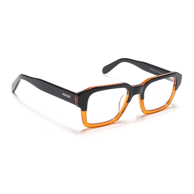 Voyage Select Black & Brown Square Eyeglasses for Men & Women - SLMG6480-C3