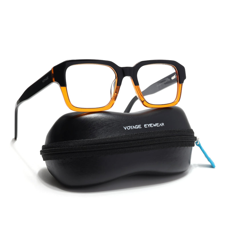 Voyage Select Black & Brown Square Eyeglasses for Men & Women - SLMG6480-C3