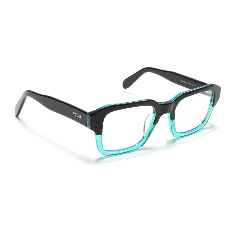 Voyage Select Black & Green Square Eyeglasses for Men & Women - SLMG6481-C4