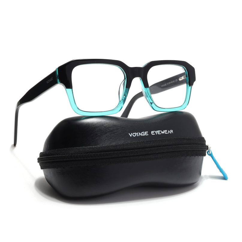 Voyage Select Black & Green Square Eyeglasses for Men & Women - SLMG6481-C4