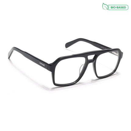 Voyage Glaze Shine Black Square Acetate Eyeglasses for Men & Women - SLMG6473-C1