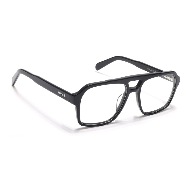 Voyage Glaze Shine Black Square Acetate Eyeglasses for Men & Women - SLMG6473-C1
