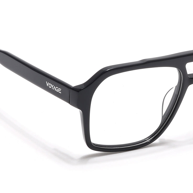 Voyage Glaze Shine Black Square Acetate Eyeglasses for Men & Women - SLMG6473-C1