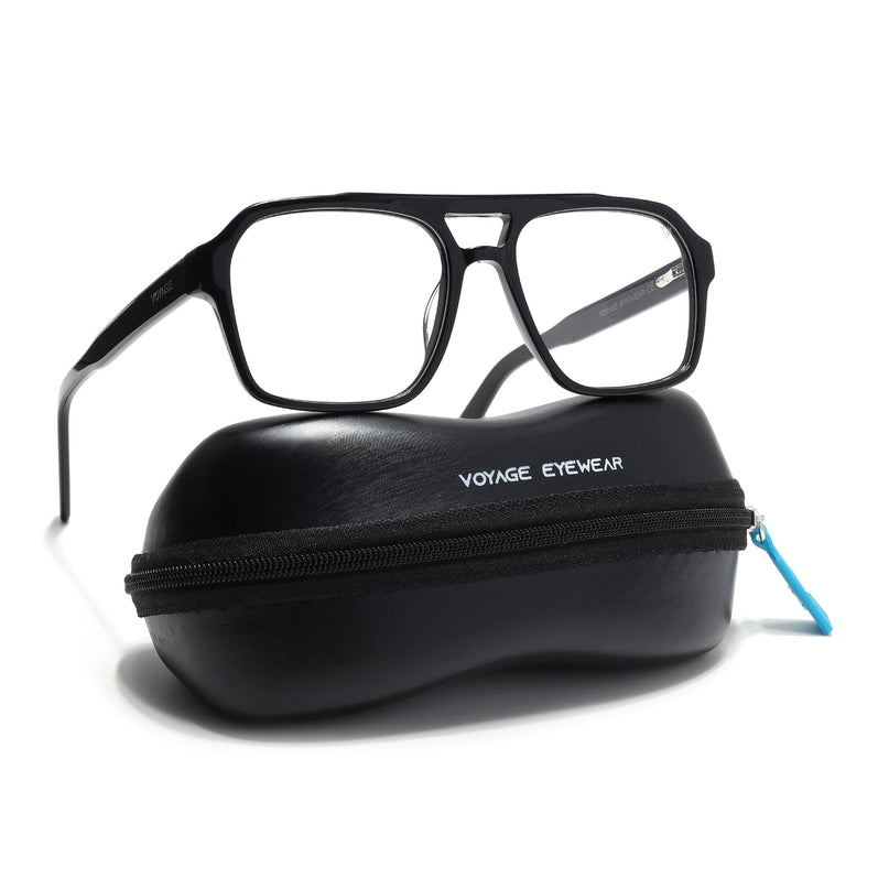 Voyage Glaze Shine Black Square Acetate Eyeglasses for Men & Women - SLMG6473-C1