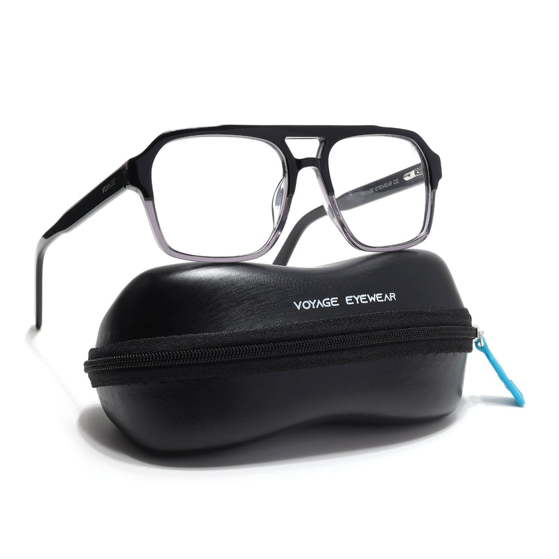 Voyage Glaze  Black & Grey Square Acetate Eyeglasses for Men & Women - SLMG6474-C2