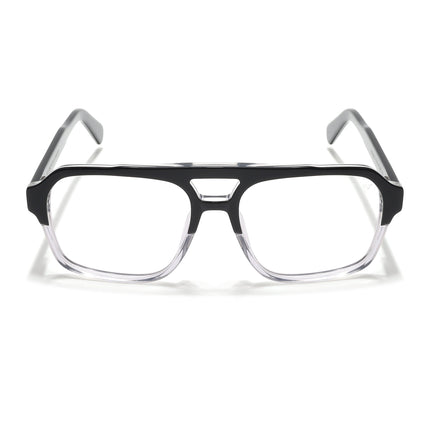 Voyage Glaze Black & Transparent Square Acetate Eyeglasses for Men & Women - SLMG6475-C3