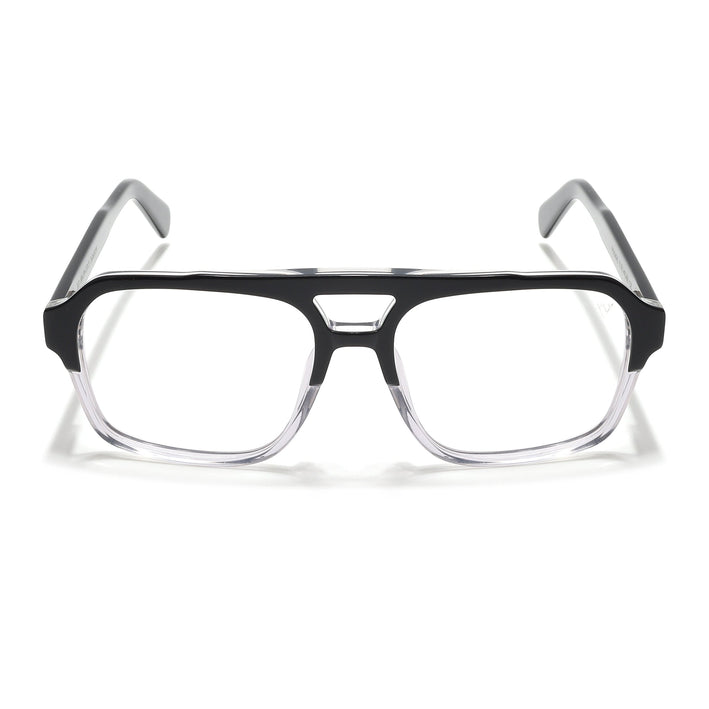 Voyage Glaze Black & Transparent Square Acetate Eyeglasses for Men & Women - SLMG6475-C3