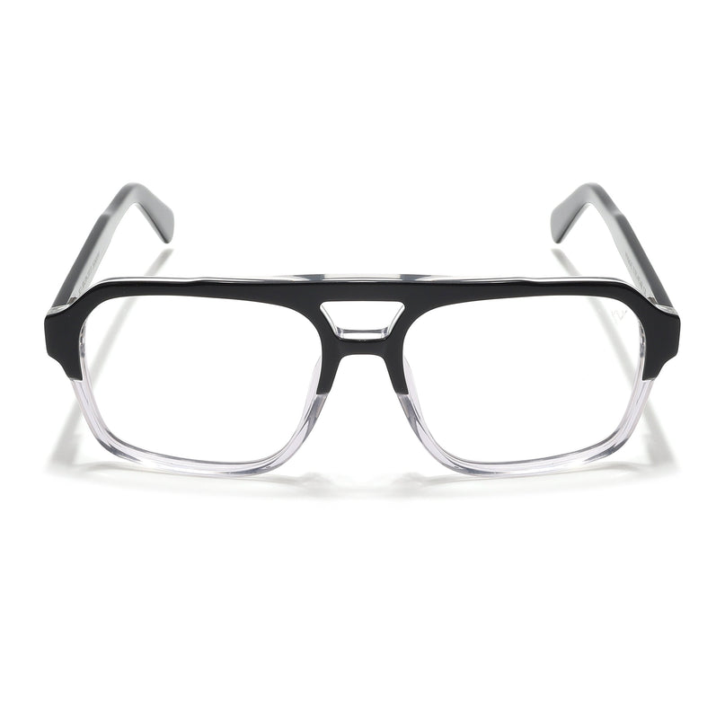 Voyage Glaze Black & Transparent Square Acetate Eyeglasses for Men & Women - SLMG6475-C3