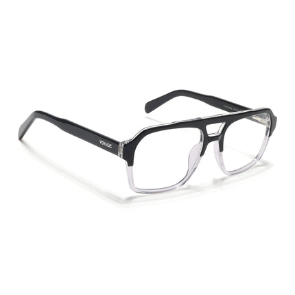 Voyage Glaze Black & Transparent Square Acetate Eyeglasses for Men & Women - SLMG6475-C3