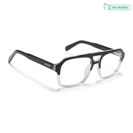 Voyage Glaze Black & Transparent Square Acetate Eyeglasses for Men & Women - SLMG6475-C3