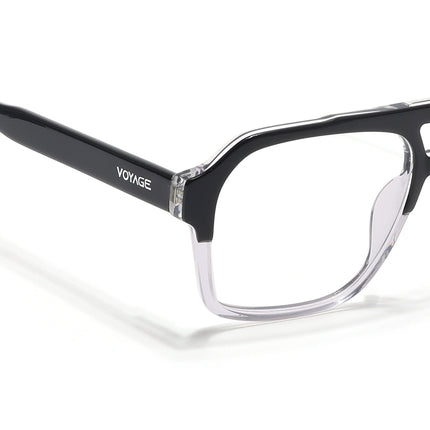 Voyage Glaze Black & Transparent Square Acetate Eyeglasses for Men & Women - SLMG6475-C3