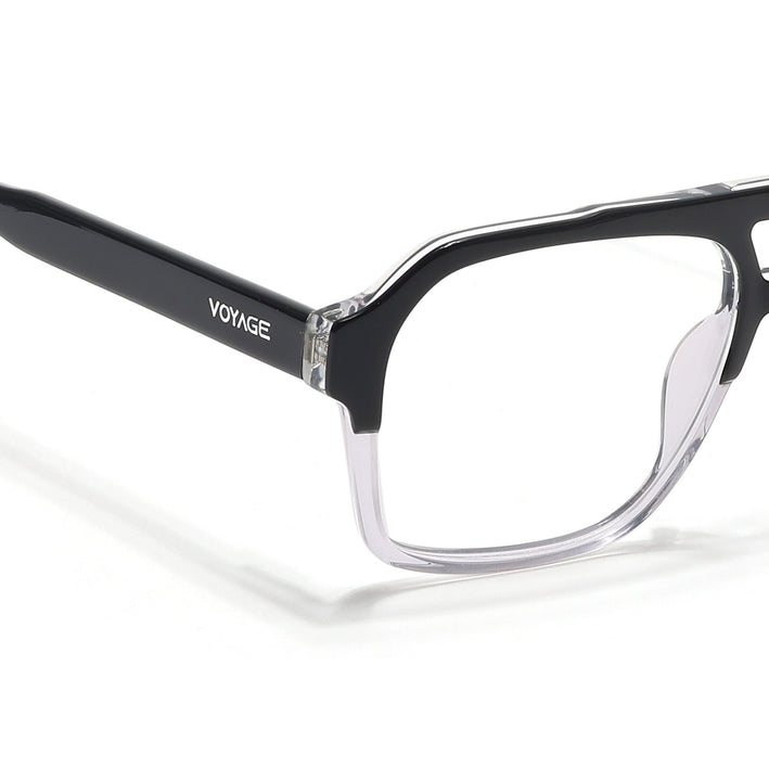 Voyage Glaze Black & Transparent Square Acetate Eyeglasses for Men & Women - SLMG6475-C3