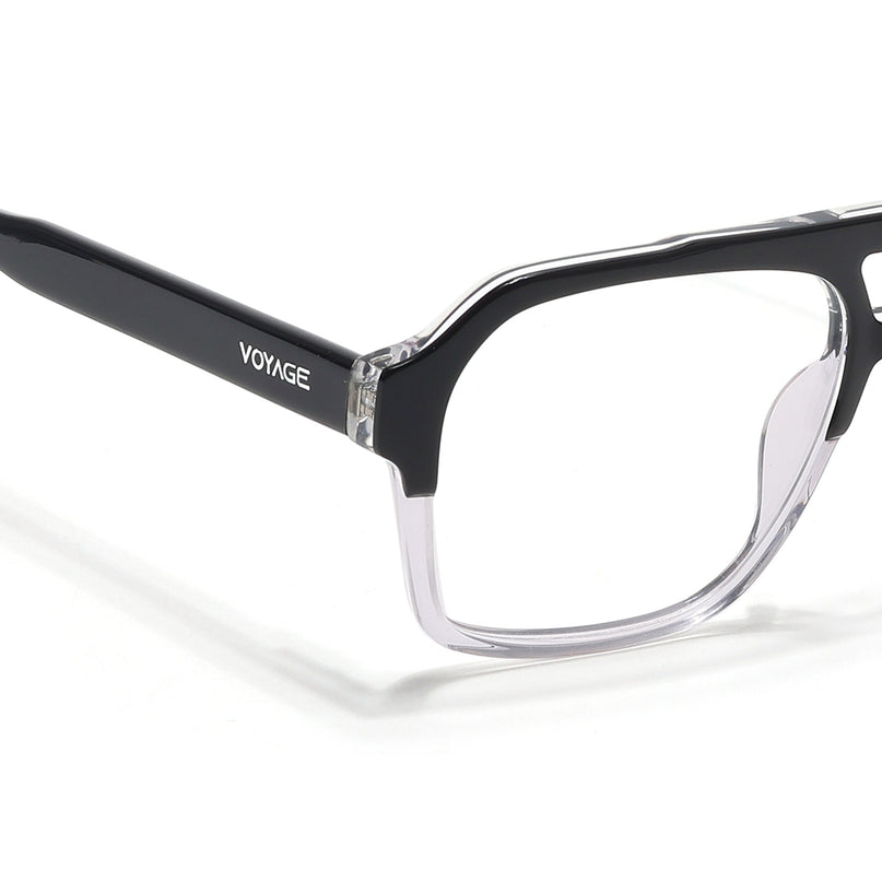 Voyage Glaze Black & Transparent Square Acetate Eyeglasses for Men & Women - SLMG6475-C3