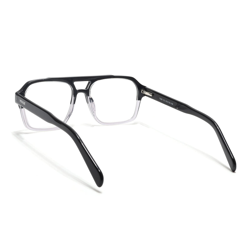 Voyage Glaze Black & Transparent Square Acetate Eyeglasses for Men & Women - SLMG6475-C3