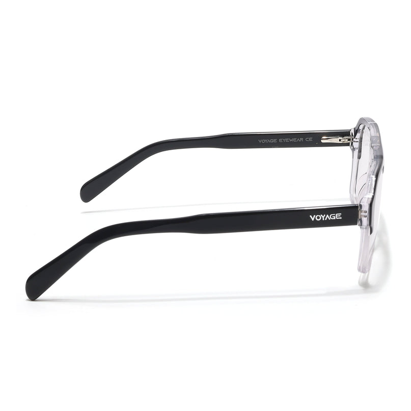 Voyage Glaze Black & Transparent Square Acetate Eyeglasses for Men & Women - SLMG6475-C3