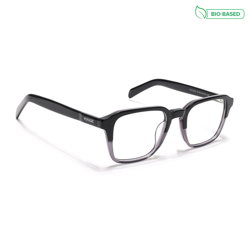 Voyage Select Black & Grey Square Eyeglasses for Men & Women - SLMG6483-C2