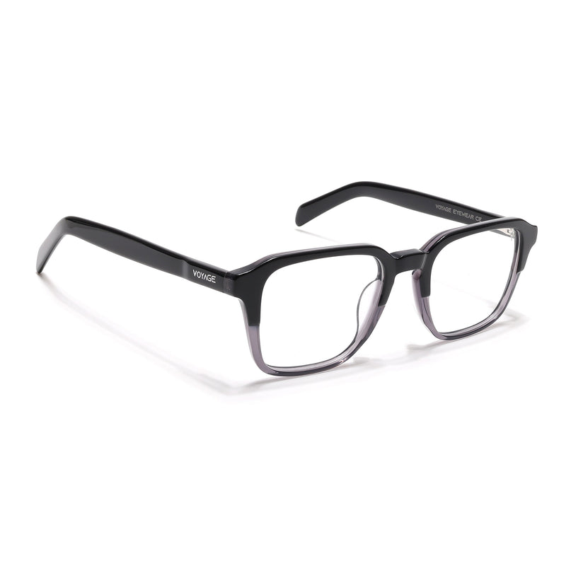 Voyage Select Black & Grey Square Eyeglasses for Men & Women - SLMG6483-C2