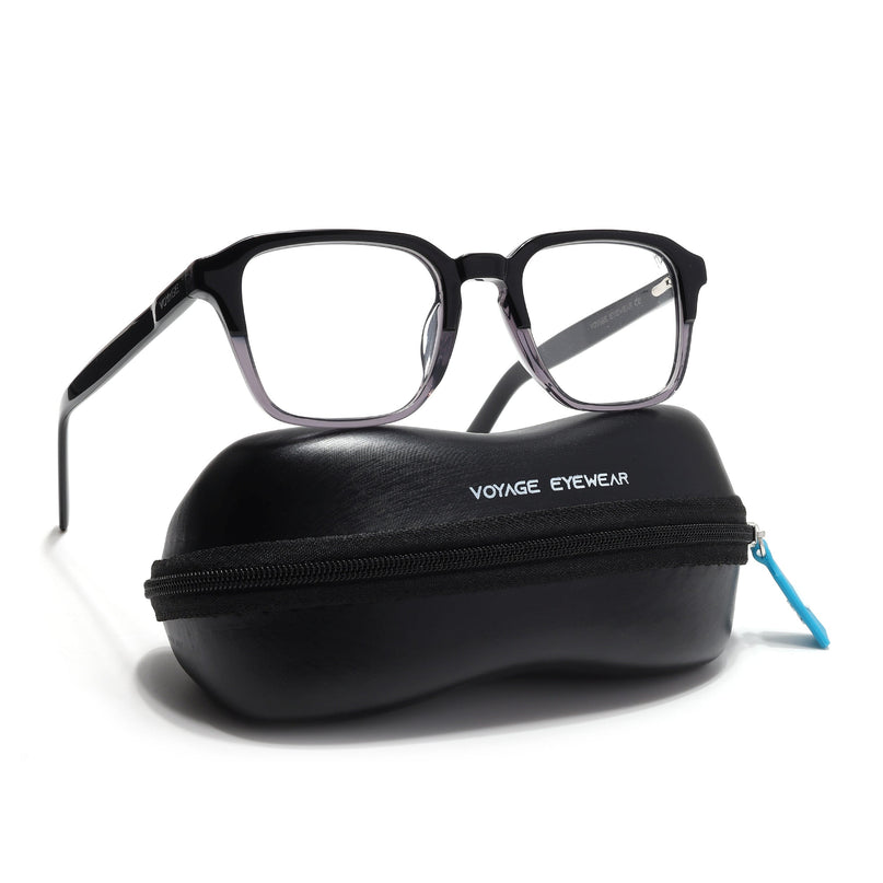 Voyage Select Black & Grey Square Eyeglasses for Men & Women - SLMG6483-C2