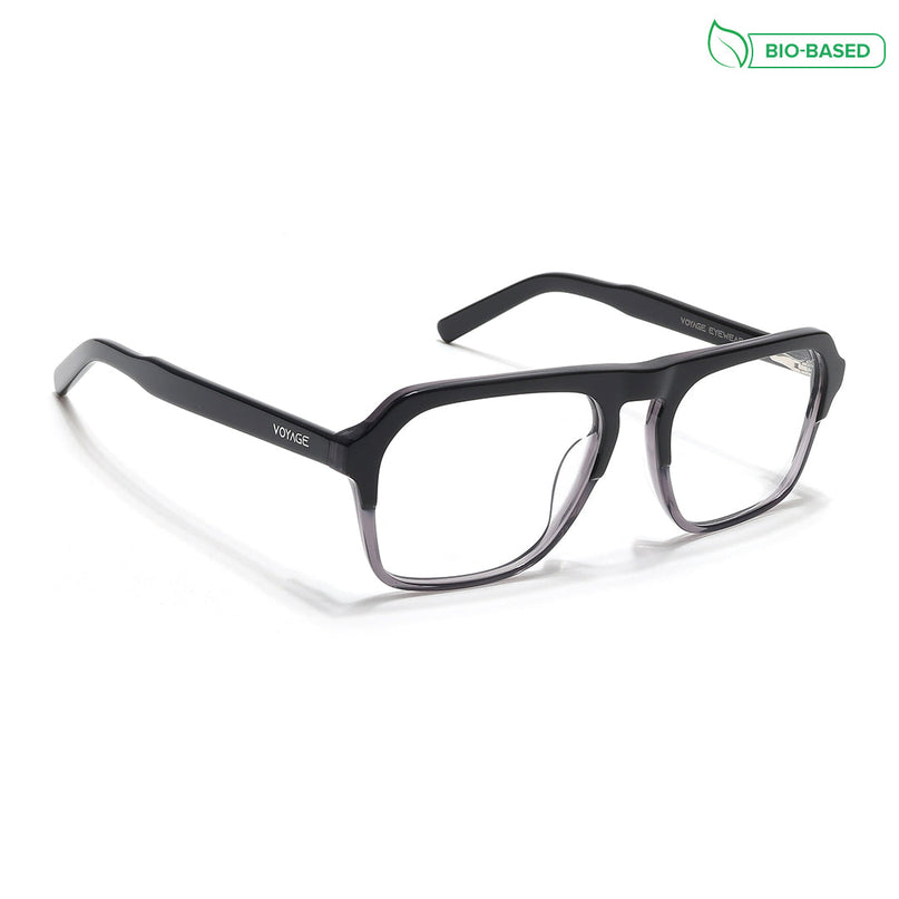 Voyage Select Black & Grey Square Eyeglasses for Men & Women - SLMG6488-C2