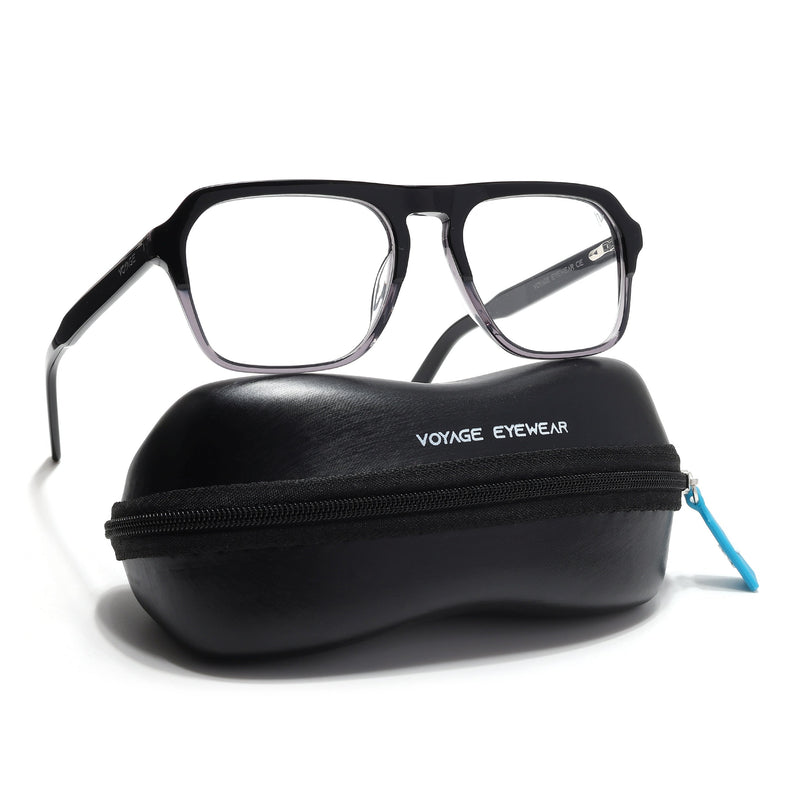 Voyage Select Black & Grey Square Eyeglasses for Men & Women - SLMG6488-C2