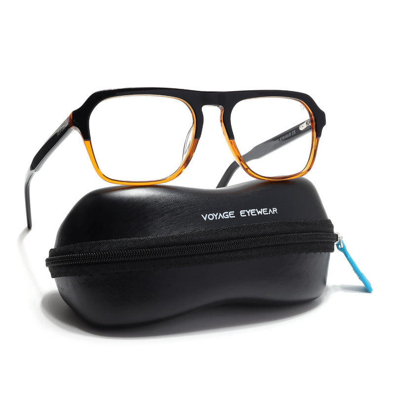 Voyage Select Black & Brown Square Eyeglasses for Men & Women - SLMG6489-C3