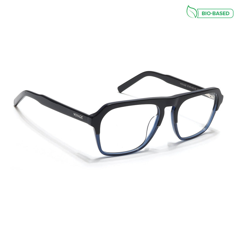 Voyage Select Black & Blue Square Eyeglasses for Men & Women - SLMG6490-C4