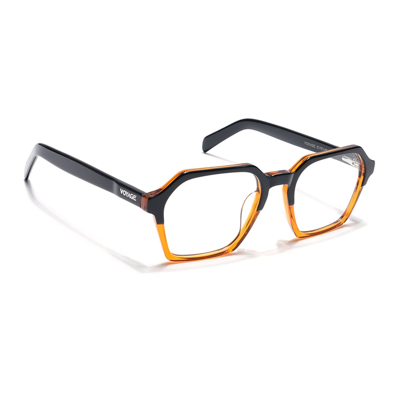 Voyage Visionary Black & Brown Square Eyeglasses for Men & Women - SLMG6411-C1
