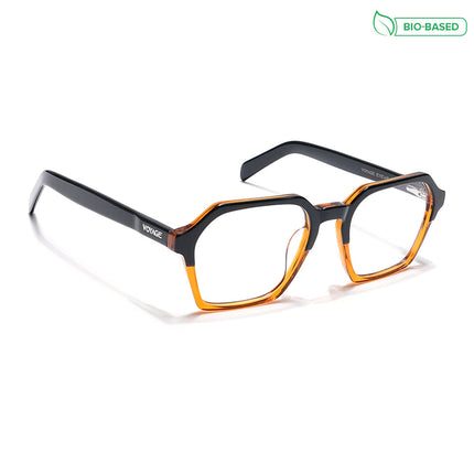 Voyage Glaze Black & Brown Square Acetate Eyeglasses for Men & Women - SLMG6411-C1
