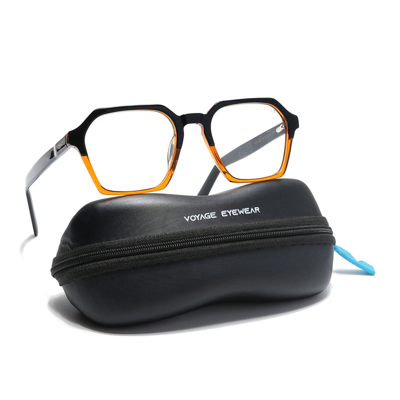Voyage Visionary Black & Brown Square Eyeglasses for Men & Women - SLMG6411-C1