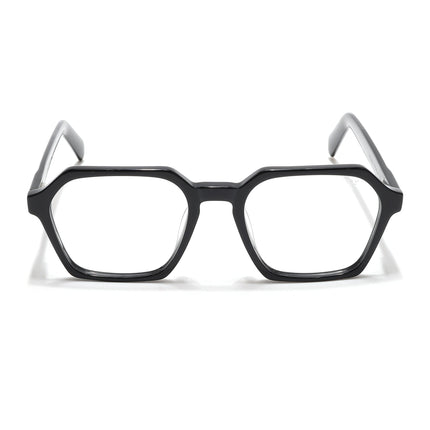 Voyage Glaze Shine Black Square Acetate Eyeglasses for Men & Women - SLMG6491-C1