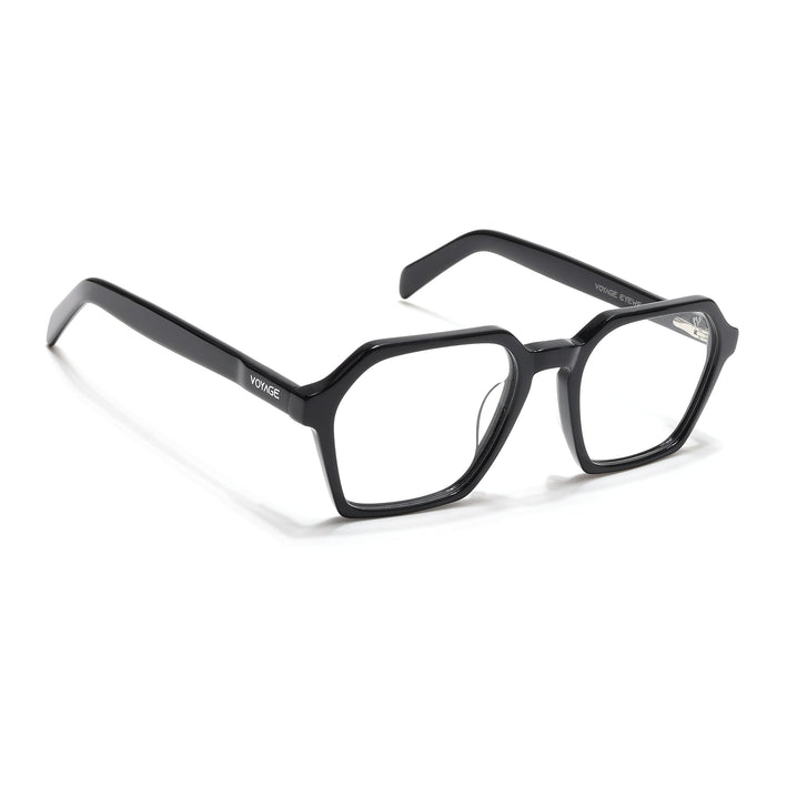 Voyage Glaze Shine Black Square Acetate Eyeglasses for Men & Women - SLMG6491-C1