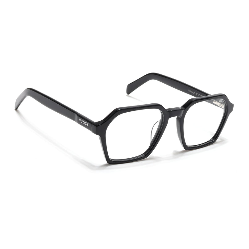 Voyage Glaze Shine Black Square Acetate Eyeglasses for Men & Women - SLMG6491-C1