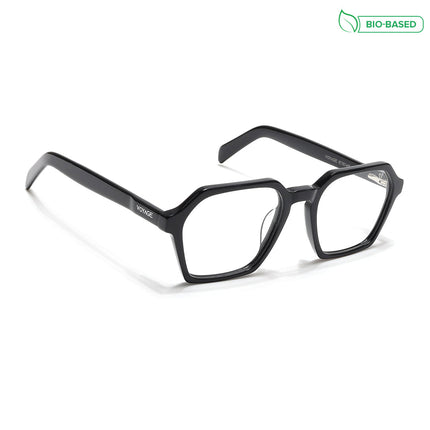 Voyage Glaze Shine Black Square Acetate Eyeglasses for Men & Women - SLMG6491-C1