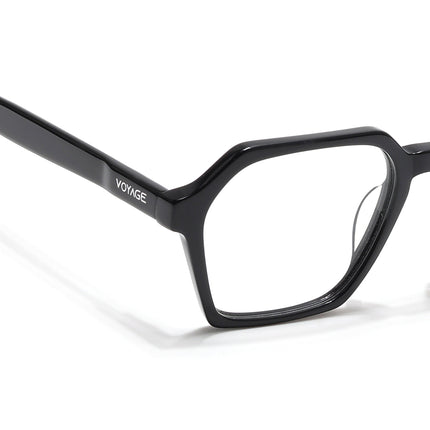 Voyage Glaze Shine Black Square Acetate Eyeglasses for Men & Women - SLMG6491-C1