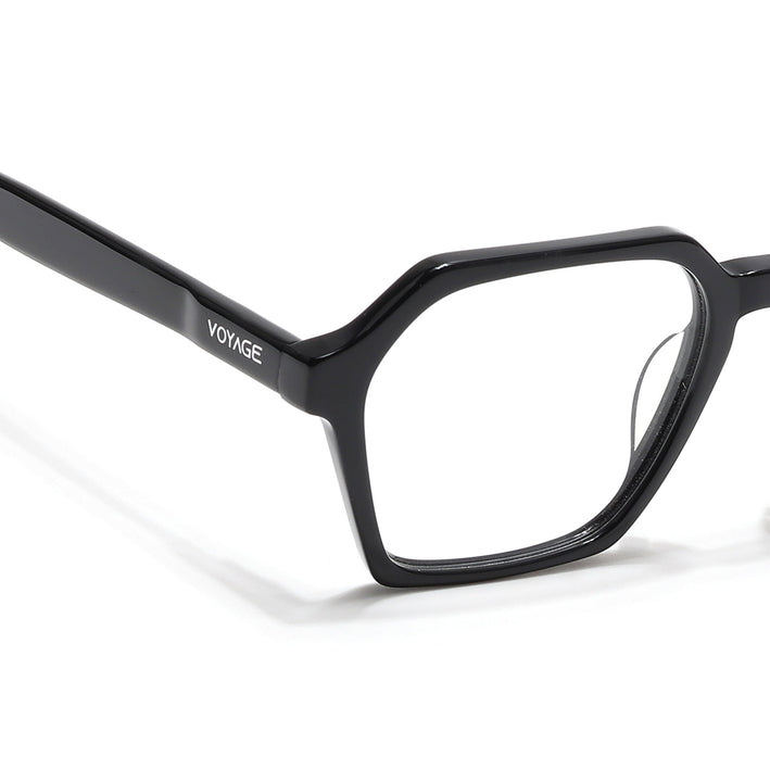 Voyage Glaze Shine Black Square Acetate Eyeglasses for Men & Women - SLMG6491-C1