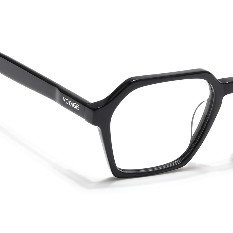 Voyage Glaze Shine Black Square Acetate Eyeglasses for Men & Women - SLMG6491-C1